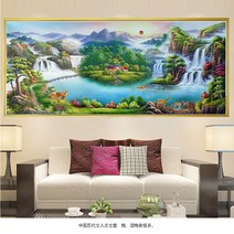 산수화 풍경 인테리어 그림 보석십자수 재료 세트, 180x75cm