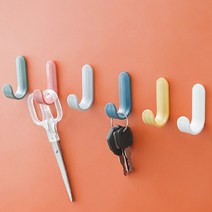 J형 후크 현관 마스크 열쇠 보관 걸이 벽에 붙이는 고리, 노랑, 1개