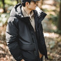 남성패딩 오리털 하이넥 야상 후드 패딩 겨울 보온 두께감 기능 루즈핏 코트 TS2207012