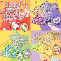 산리오 종이파일 스티커팩 다꾸 쿠로미 포차코 시나모롤 키티 마이멜로디 폼폼푸린, 헬로키티