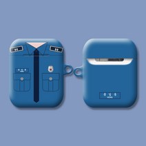 와우박스 주문제작 경찰 정복 공무원 유니폼 이니셜 계급 문구 텍스트 에어팟 버즈 하드 이어폰 케이스, 유광 하드케이스, 에어팟(1세대/2세대)