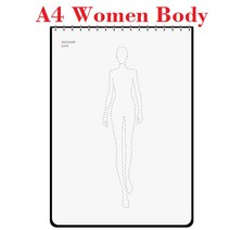 A5 여성 패션 디자인 노트북 인체 템플릿 A4 남성 스케치 스타일 렌더링 의류 디자이너 도구 50 매 용지 (, 04 A4 Women Vertical