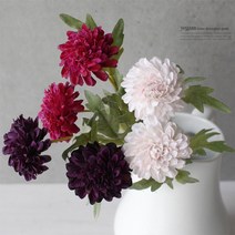 cocooning 꽃리스 가렌드 조화부케 3color 2송이 데이지꽃 인테리어 조화, 화이트
