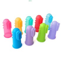 강아지 실리콘 애견칫솔 양치 추천 방법 불투명그린, 1