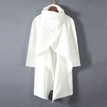 차이나 빈티지남자패션 면린넨 하프트렌치코트 코트 가을 중국식 린넨 망토 남성 캐주얼 톱