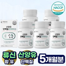 식약처인증 분리유청단백질 산양유 단백질 류신 단백질 보충제 섭취간편 정타입 알약 캡슐 근육 필수아미노산 BCAA L-로이신 발린 이소류신 여성 류신 타블렛 프로틴 (+사은품증정), 30정 x 5통 (5개월분)