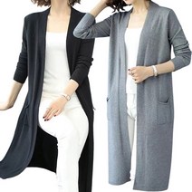 엘레스 여성가디건 2장 니트 루즈핏 롱 가디건
