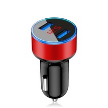4.8A 5V 차량용 충전기 2 포트 삼성 화웨이 아이폰 호환 11 8 플러스 유니버설 알루미늄 듀얼 USB 어댑터에 대한 빠른 충전, [07] Only Red Charger, [01] LED Display Charger