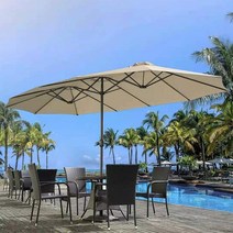 카나모 크랭크 더블 롱 파라솔 대형 비치 정원 카페 테라스, 04. 더블 롱 파라솔 아이보리