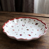 도자기식판 성인식판 다이어트 다이어트식판 가정용 레드 크리스마스, 5.Round Plate