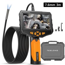 TESLONG NTS300 5.0인치 액정 화면 자동차용 유도 내시경 카메라 스네이크 튜브 검사 보어스코프, 7.6mm 렌즈 3m, 1개