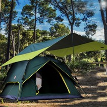 카멜 프리미엄 원터치 텐트 + 타프풀세트 포함 그린 5-6인용, 그린투톤