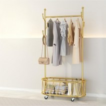 수납형 이동식 옷걸이 스탠트 럭셔리 행거 코트랙, 큰, (가죽모델)라이트럭셔리골드60cm-더블레이어4