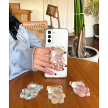 오성상회 [당일무배] 플라워 곰 꽃 곰돌이 레진 그립톡 스마트톡 4컬러, 레인보우, 1개