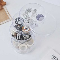 살림일기 1+1 회전식 4칸 투명 악세사리 보관함, 원형 아크릴 보관함 - 2개