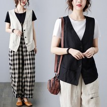 큰옷가게쿠쿠디몰VE-101 여성 여름 면마 린넨 조끼 캐주얼 조끼M~2XL 다양한사이즈