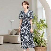 시크라인 샤프도트 서플리스넥 플레어 원피스