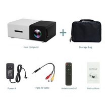 빔프로젝터 lejiada yg300 pro led mini 480x272 픽셀 지원 1080p 휴대용 홈 미디어 플레이어 내장 스피커, 협력사, 블랙 플러스 백, au 플러그