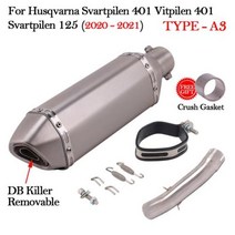 husqvarna용 슬립온 black arrow 401 white arrow 401 black arrow 125 2020 2021 오토바이 배기 시스템 머플러 미들 링크 파이프, no laser-a3
