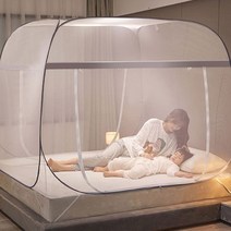복나이트 모기장 원터치모기장 모기장텐트 사각모기장 침대모기장, 폭 2.0미터 * 길이 2.2미터, 클라우드 그레이 더블 도어 풀 바텀
