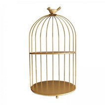 2pcs 메탈릭 바 메이크업 버드 케이지 스토리지 화장품 홀더 더블 레이어, 19.5x19.5x36.5cm, 철