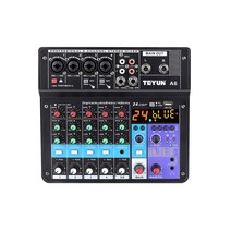 디지털믹서 오디오믹서 디제잉장비 오디오 인터페이스 TEYUN-A6 오디오 믹싱 콘솔 사운드 테이블 보드 6, 02 US PLUG