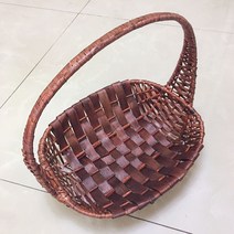 과일 상견례 출산 선물 바구니 비 등나무 위커 꽃 포장 따기 소품 계란, [18] 골드 핸들 빅 레드 엑스트라 라지(꽃다발 없음