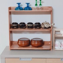 은호공예 원목 삼나무)3단 식탁 다용도 정리 수납장 베란다 거실 정리대 진열대 바니쉬마감, 호두나무색상