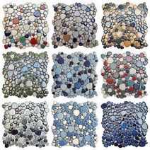 세라믹 자갈 돌 DIY 타일 30X30 미끄럼 방지 바닥 매트 발 마사지 화장실 온천 목욕탕 인테리어, 30X30 2개, 다이아몬드 블루 DIY-010