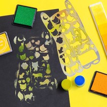 유아 어린이 아동 도장 미술 물감 놀이 스텐실 손가락 도장, 손가락 스텐실 도장