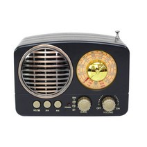클래식라디오 빈티지 탁상용 소형 효도 미니 휴대용 레트로 라디오 무선 블루투스 HIFI 스피커 스테레오 헤, 01 Black