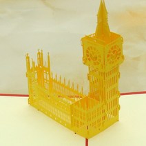 축하 카드 3D 팝업 초대장 종이 세계 명소 생일 인사말 관광 엽서 날짜 저장 소년 선물, [22] big ben-yellow