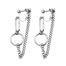 이츠굿텐 남성 귀걸이 베이직 귀찌 피어싱 남녀공용 귀안뚫는 남자 기본 실버 체인 earring
