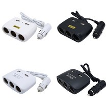 자동차 차량용 2구USB + 3구 멀티소켓 시거잭, 베이직블랙