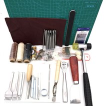 가죽 공예 공방 만들기 전문 공구 손바느질 스티칭 펀칭 조각 안장 그루버 키트 DIY 실용적인 제품 42 피스 140458