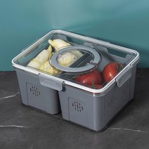 쇼케이스 음료수냉장고투명 분할 신선한 주방 정리 보관 박스 냉장고, 01 Two grid gray B551