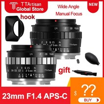 ttartisan 23mm f1.4 카메라 렌즈 aps c mf 렌즈 canon ef, 실버 블랙, 캐논 ef-m