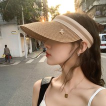 자외선차단 선캡 밀짚 모자 썬캡 여름모자 왕골 자외선 차단용 여성 돌돌이 여자 벙