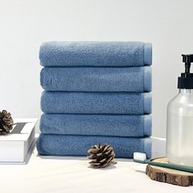 FASEN 호텔수건 200g 40수100%면옷 수납 비닐팩개별 포장, 5장, 블루 타월