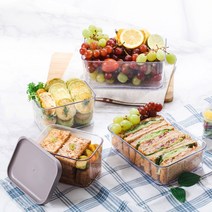 차곡차곡 밀폐용기 2+2 냉장고정리 및 수납용기 전자렌지 소분용기 사각 반찬통 도시락 피크닉 냉동실정리용기 적층수납, 차곡차곡 우유 645ml x 4