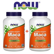 (1+1) 나우푸드 마카 젤라틴화 분말 아답토젠 십자화과채소 RAW Maca Root 비건 198g 2팩