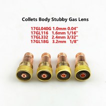 TIG 17GL 콜릿 바디 스텁 가스 렌즈 lenz 커넥터 메쉬 PTA DB SR WP-17/18/26 토치 용접 액세서리, 2.4mm, 2.4mm