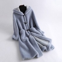 여성 양가죽 자켓 라이더 램스킨 미디 후드 양모 모피 코트 램 입자 모피와 가죽 외투