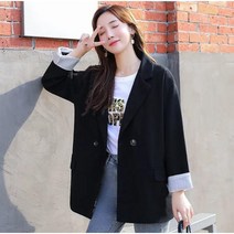 Momolatti 여성용 클래식 블레이저 루즈핏 오버핏 자켓