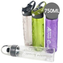 트라이탄 스포츠 물병 750ml 카라비너 캠핑 하이킹, 블랙
