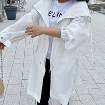 [비비애르] 랑방 루즈핏 날개 스트링 간절기 가을 롱 바람막이 여자 야상점퍼 사파리 국산 하이퀄리티