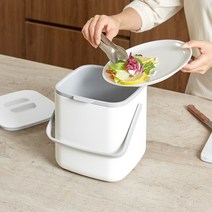 가정용 핸들 손잡이 음식물 쓰레기통 5L 대용량, 아이보리