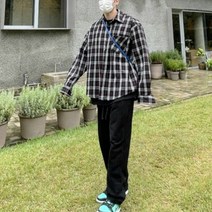 남녀 공용 오버핏 울 노바 체크 셔츠 남방 자켓 2컬러