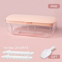 업소용제빙기 20kg 30kg 50kg 100kg 대용량 사무실 각얼음 가정용 투명 얼음 제조기 press type ice cube maker 실리콘 아이스 트레이 만들기 금형, 핑크 아이스 트레이 2개