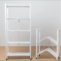 일상공간 접이식 다용도 거실 주방선반 폴딩 철제선반 3단 5단, 매트블랙